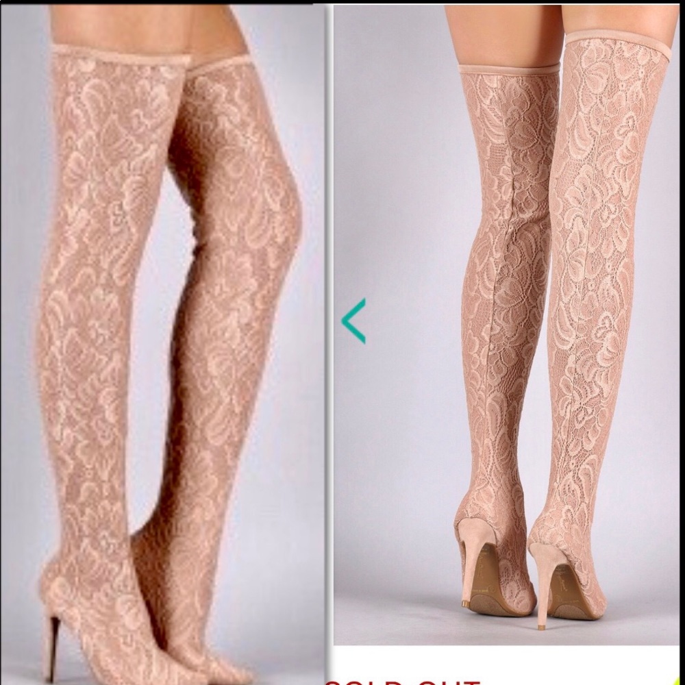 NUDE LACE OVER THE KNEE BOOT SOLD-OUT - Picture 7 of 8